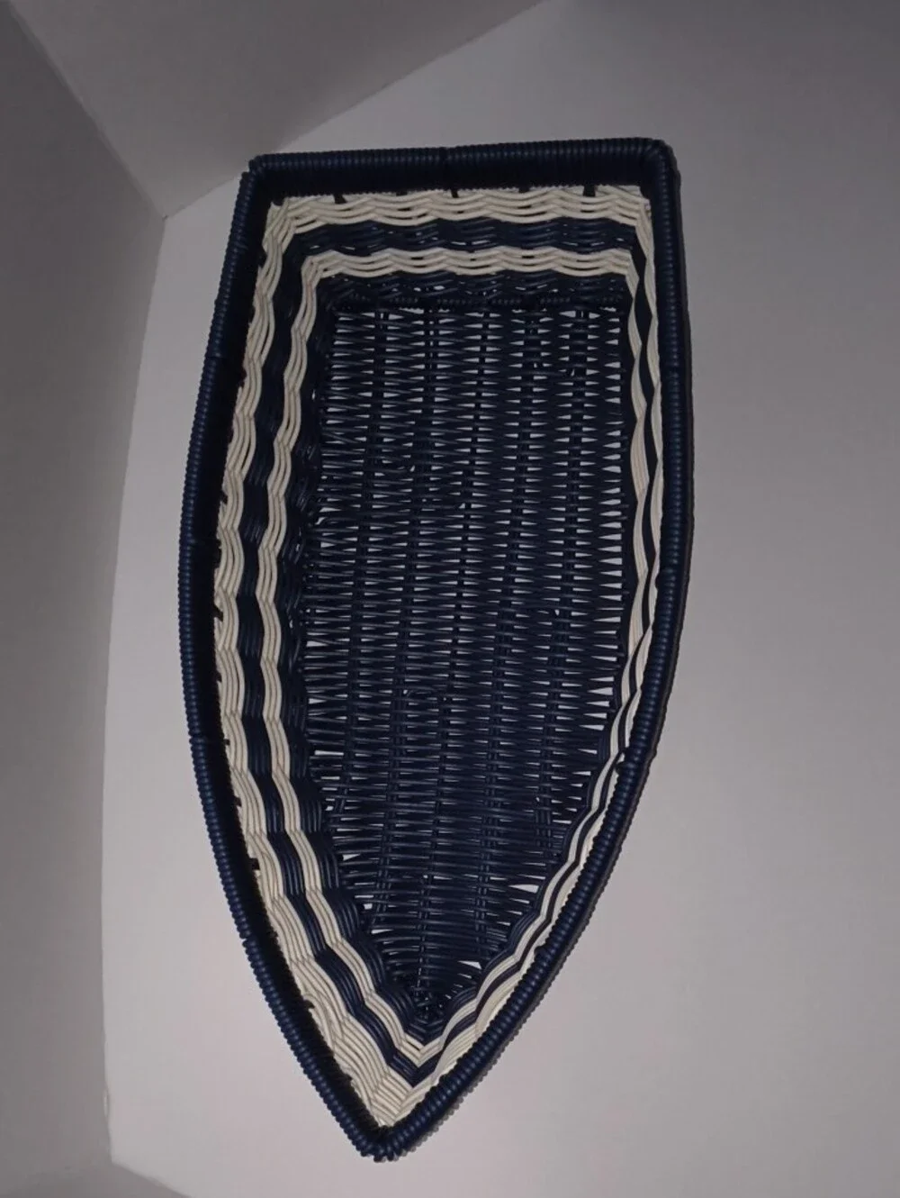 Woven Navy and White Decorative Storage Basket